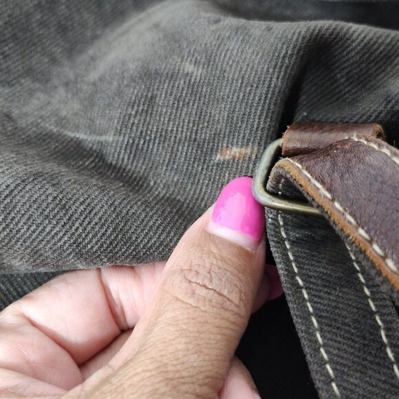 Myra Bag Brown Canvas Flap Messenger Backpack Cow Print Western Woven - Picture 14 of 16